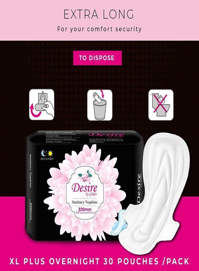 جلايدر فوط صحية نسائية من جلايدر، حماية ليلية فائقة الطول مع أجنحة، مقاس XL+ (عبوة من 3 قطع (90 فوطة)) - Image 5